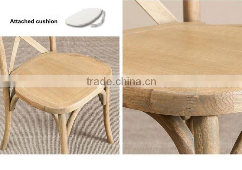 Oak wood x cross back chairs with soft cushions