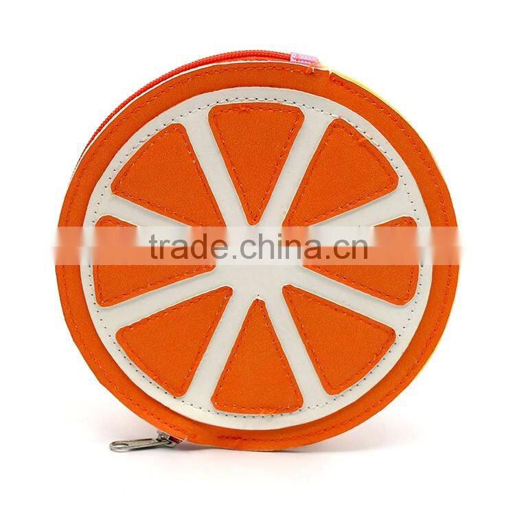 Orange surface fruit PU wallet bag coin purse pouch