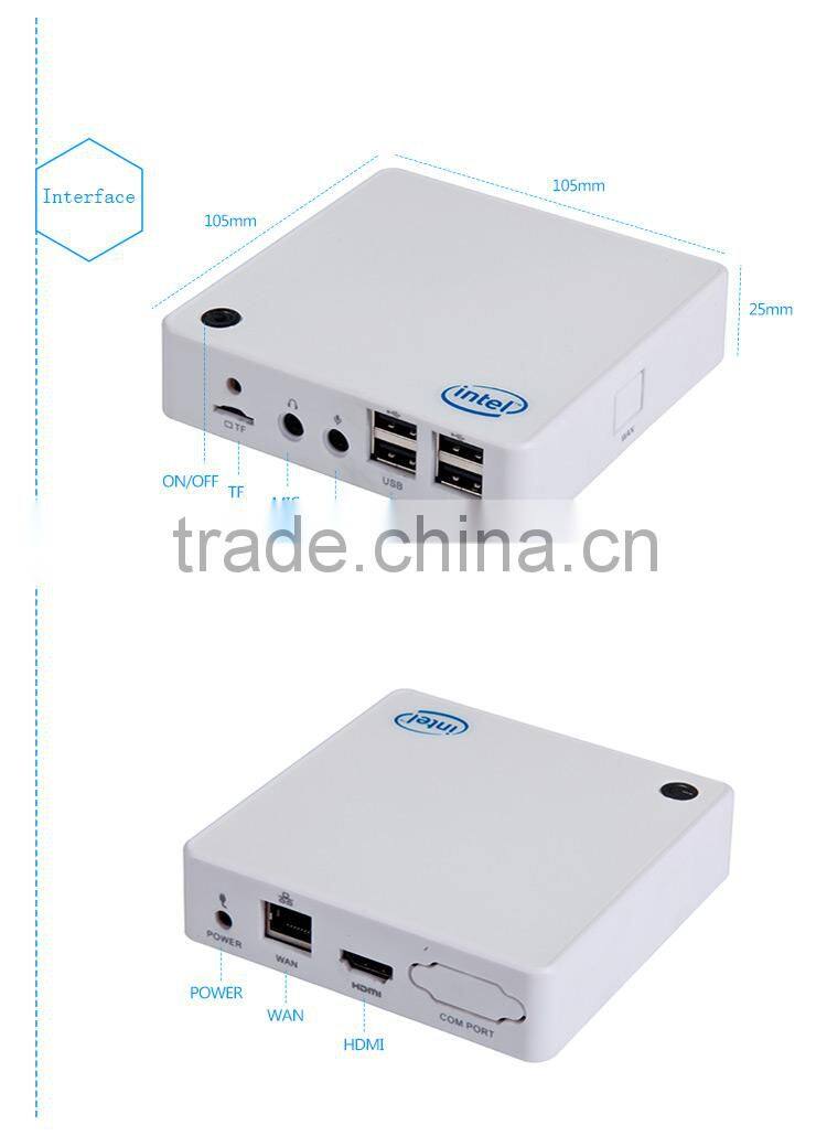 XCY FANLESS EMBEDDED COMPUTER INTEL ATOM Z3735F WITH 2G RAM 32G SSD HTPC NO HEAT LESS HEAT COMPUTER