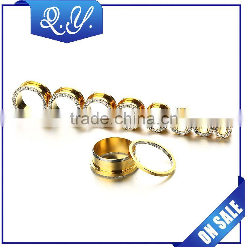 Wholesale crystal ear expander charming flesh tunnels jewelry sets made in china