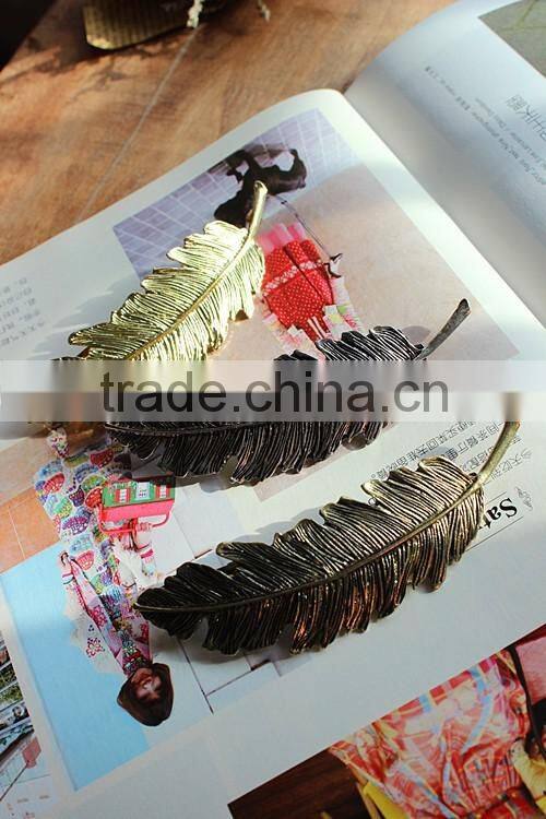 Fashion golden leaves Metal Clip For Women,Greece's women feather spring clip metal hair accessories