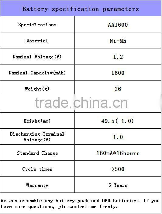 AA 1600mAh 1.2 V Quanlity Rechargeable Battery NI-MH 1.2V Rechargeable 2A Battery Baterias Bateria