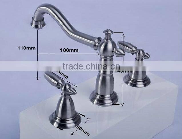 3 pcs long neck Nickel bathroom faucet QH011-22