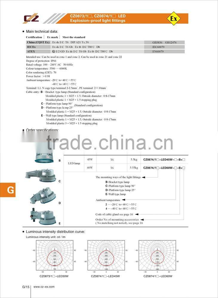 High quality Bracket type lamp 30WLED Explosion-proof light fittings