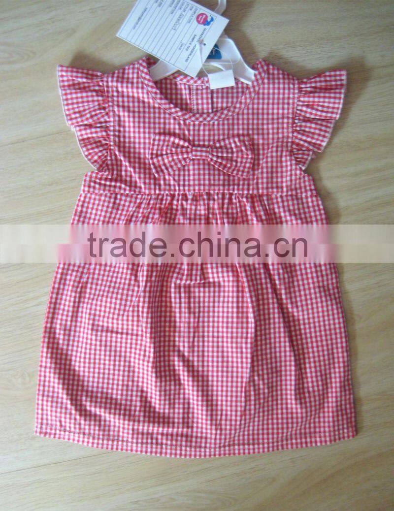 High Quality Baby Garment kids girl pink top plaid kids sleeveless t shirt