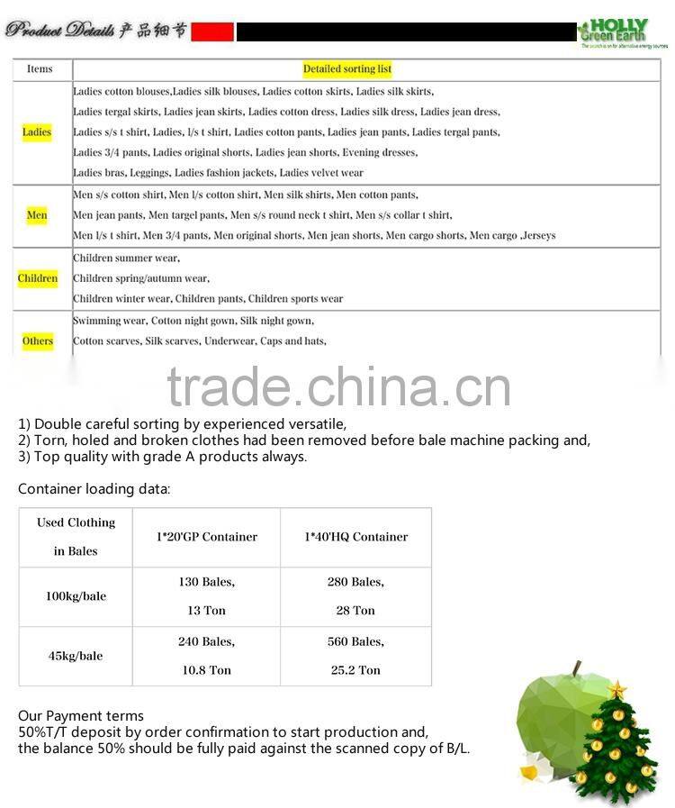 Grade A China factory directly sale premium mixed warehouse bulk wholesale second hand used clothing