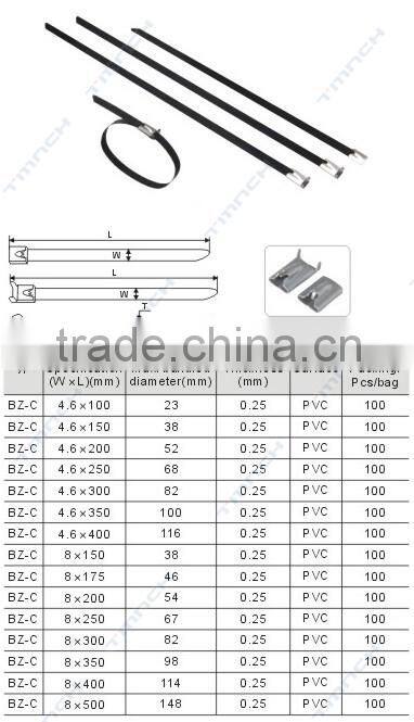 300x4.6mm Stainless Steel Cable Tie 201 material