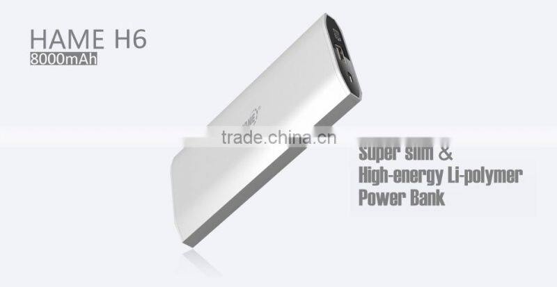 8000mAh High-end Polymer rechargeable Power bank H6