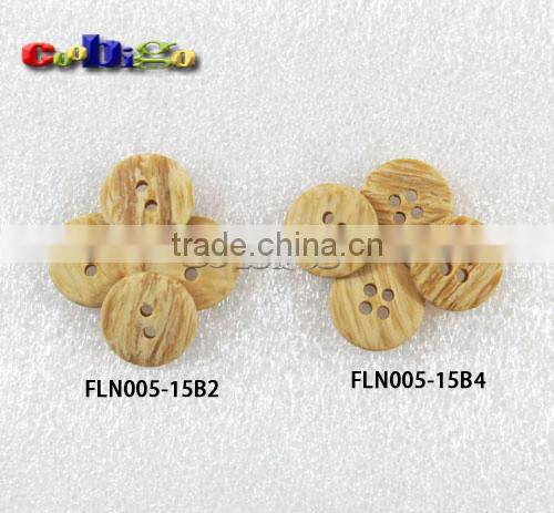 15mm(24L) Dia. Imitation Wood Grain Resin Buttons 2/4 Holes Sewing Craft Accessories For Bag Garment #FLN005-15