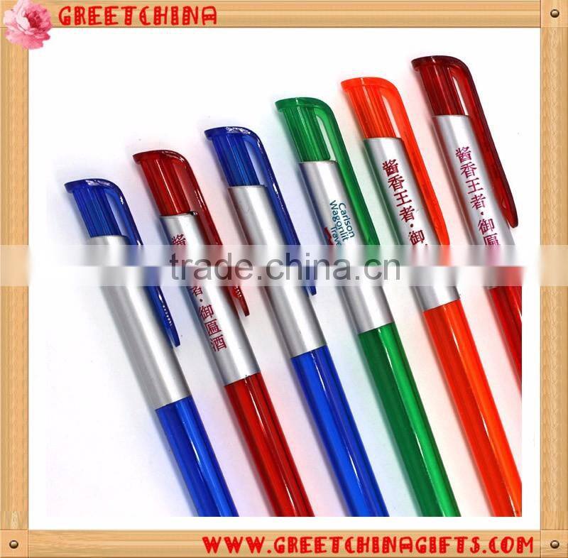 Custom Colorful Transparent Barrel Press Plastic Pen