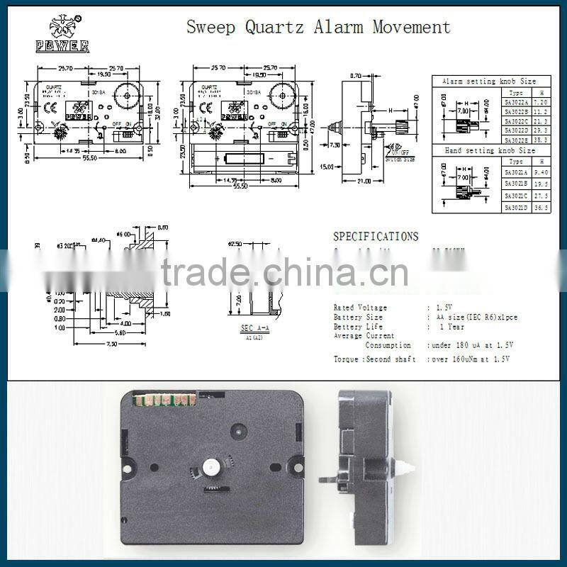 Bell movement without case power brand plastic materials High quality cheap price PW301SA-2