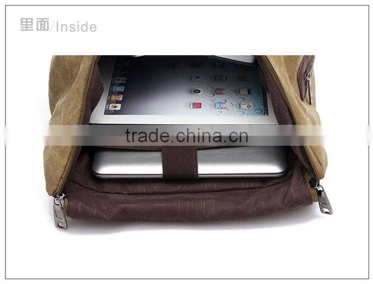 designer mens backpack canvas bag with leather trim,Canvas Cowboy bag