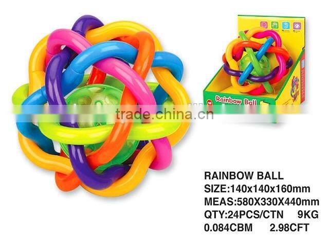 Rainbow colorful plastic silicone baby toy soft rainbow ball