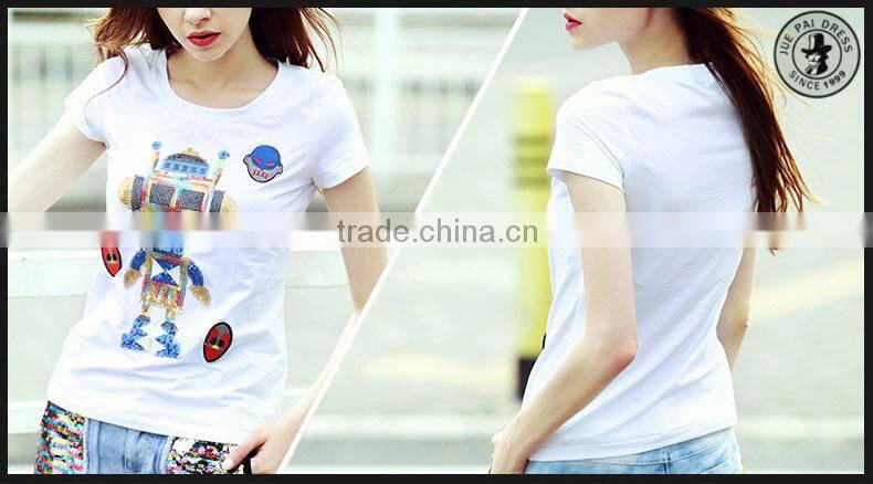 High Quality Colorful Printing American Casual Female tshirt