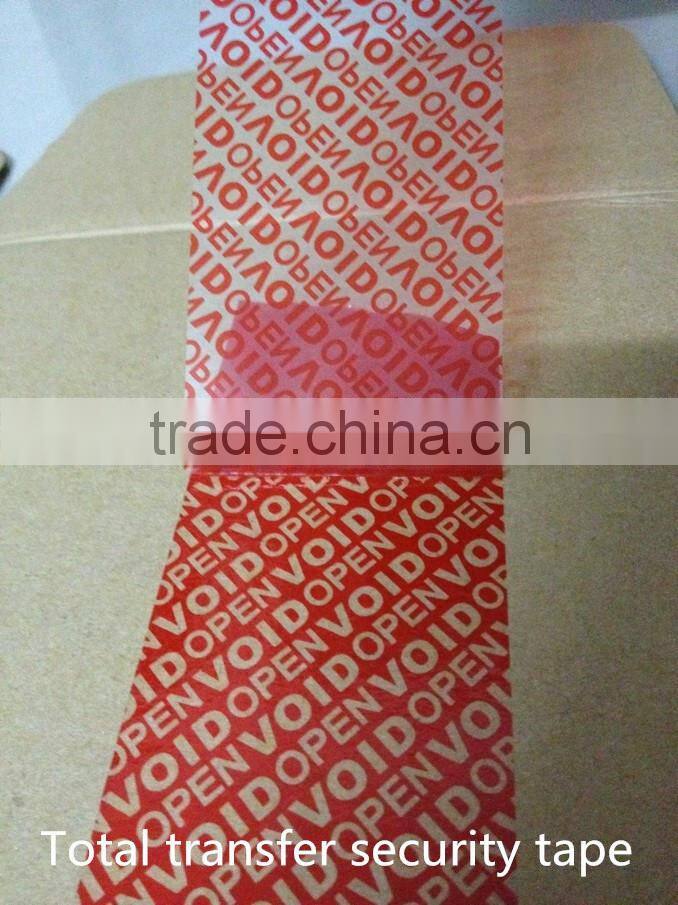 Full transfer high residue tamper evident security tape