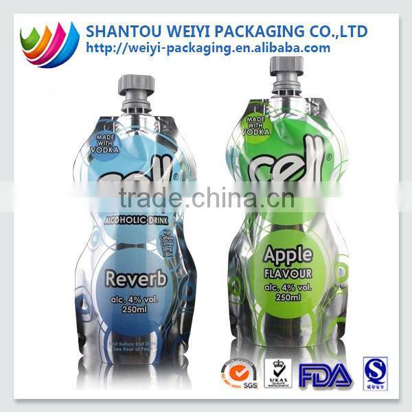 Made by china supplier!Laminated plastic liquid stand up pouch with spout for snack food