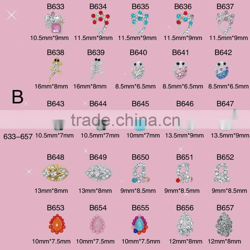 2016 fashion 3D nail art Tips decoration Alloy nail jewelry Glitter Rhinestone