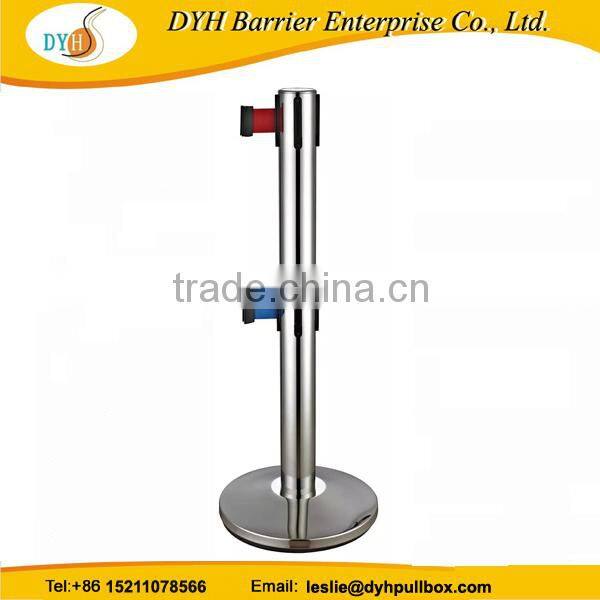 iron retractable barrier tape dual line retractable barrier stanchion stackable belt barriers