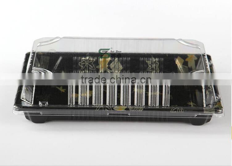 rectangular disposable sushi box with clear lid
