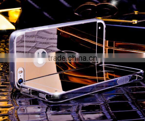 Luxury clear tpu aluminum mirror case for iphone 6, for iphone 6s/6s plus/5s tpu mirror case