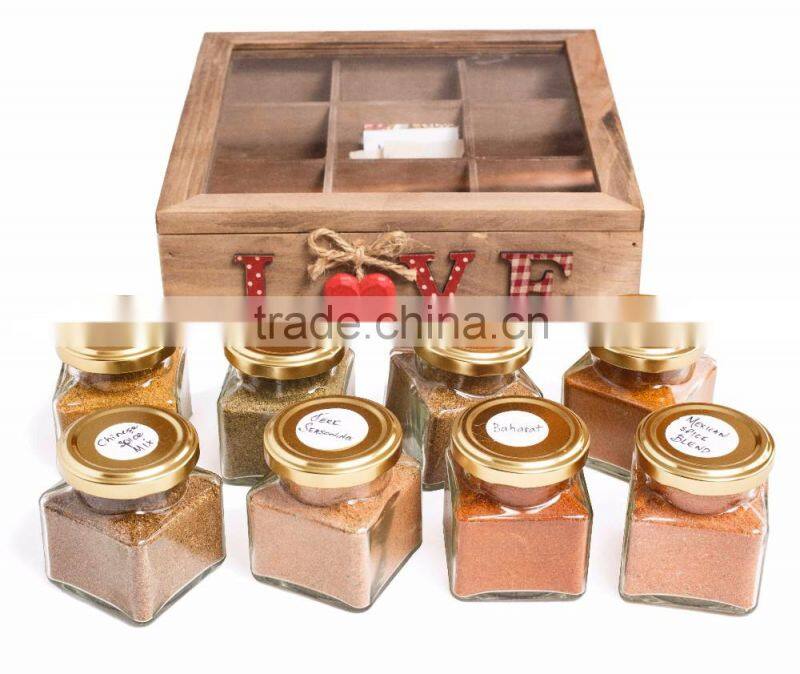 2016 wholesale handmade new design cheap wooden spice box for kitchen storage