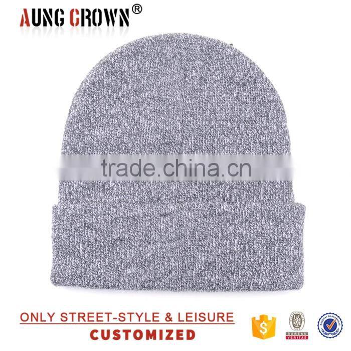 Women Men Gray Fitted Beanie Cap Hat