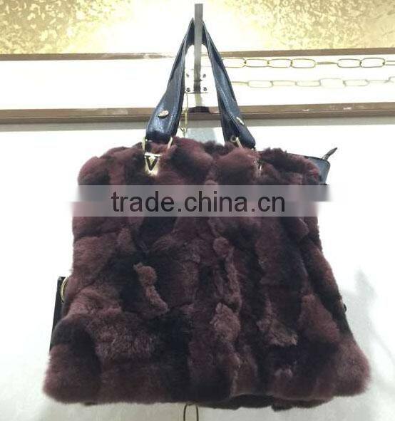 lady's rex rabbit fur handbag