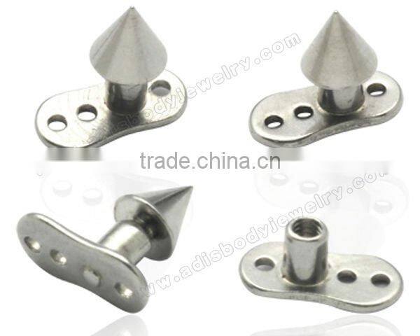 Skin diver piercing jewelry internal thread Titanium cone top dermal anchor