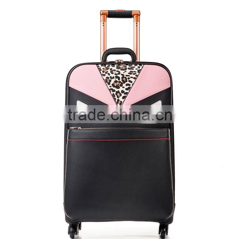 New Design Hot Selling PU Leather Material Travel Spinner Trolley Luggage