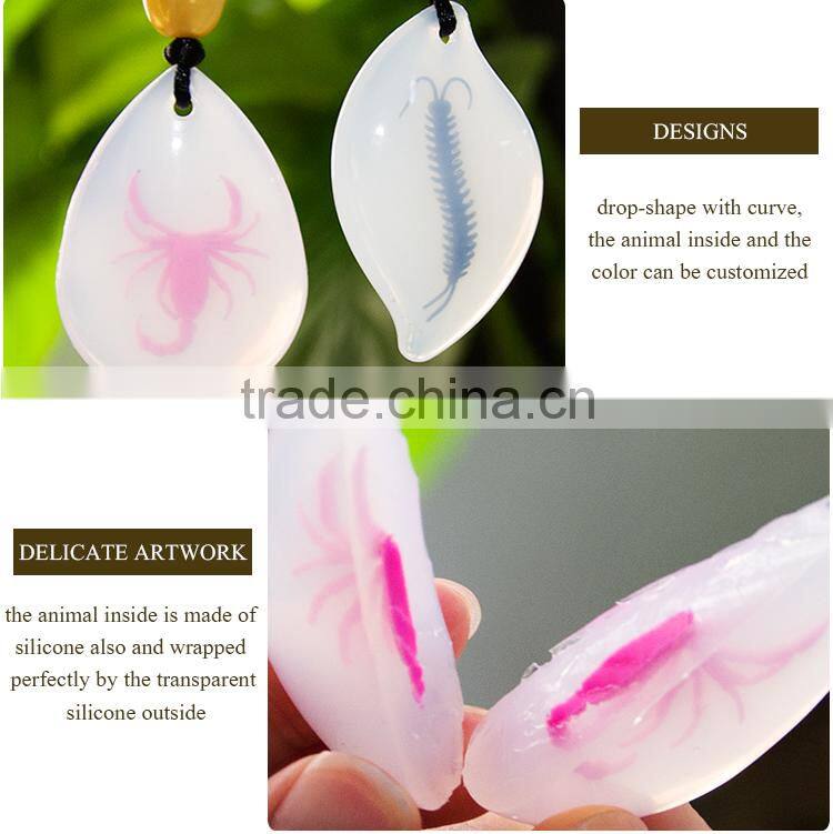 Lovers couples personalized gifts heart fda silicone charms amber pendants