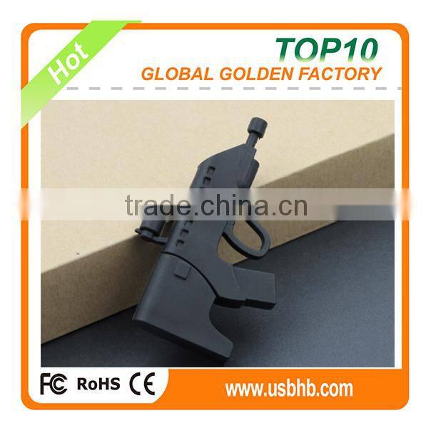 3D PVC gun shape low price usb pen drive with free sample