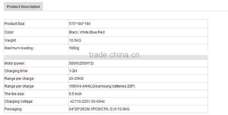 2016 new handsfree 6.5 inch mini smart two wheels self balancing electric scooter with good price