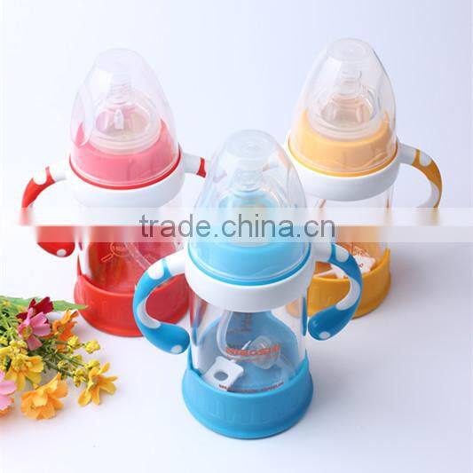180ml lead free hand made glass nursing milk feeding bottle recycled borosilicate glass baby feeding bottle for sale