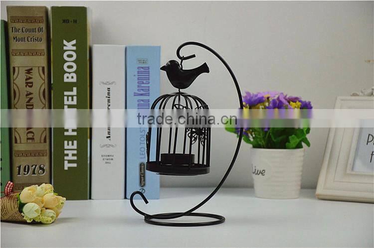 2015 new design retro European-style bird cage metal decorative candle holder with butterfly