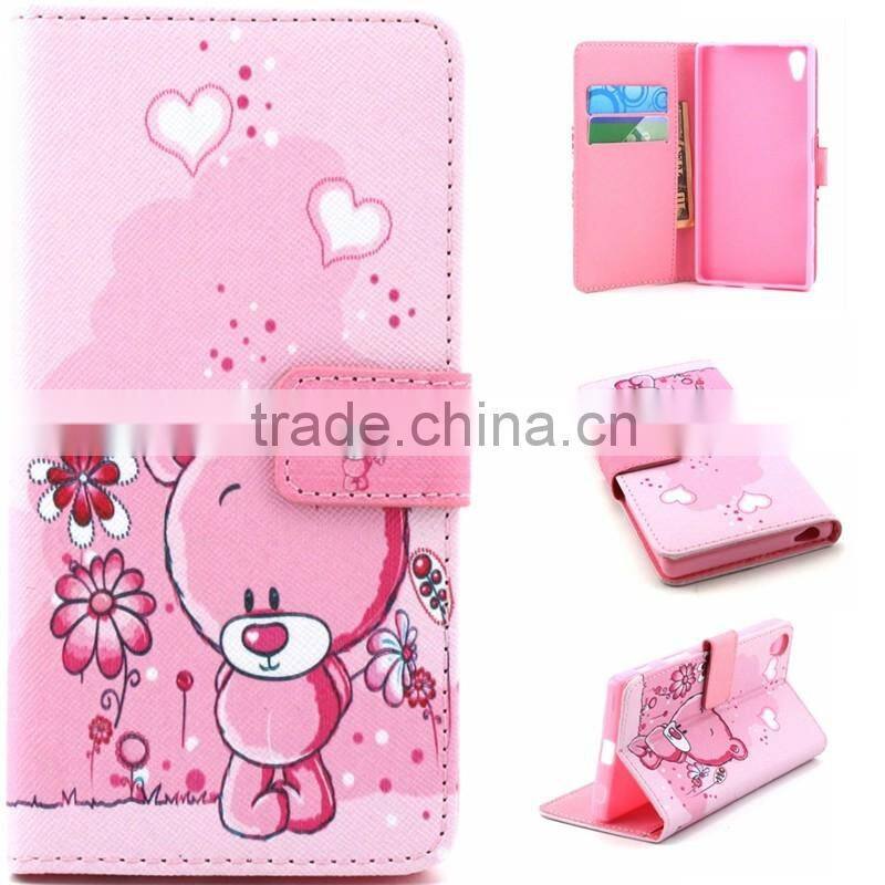Book Style Color Printing Customed PU Leather Wallet Case For Sony Z5