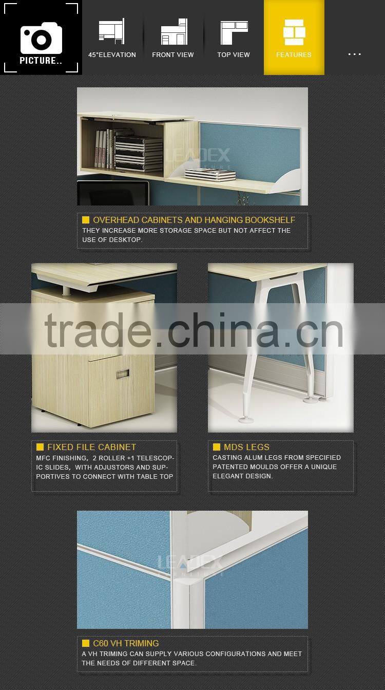 European Style Frosted Glass Partition Workstation With Overhead Cabinet