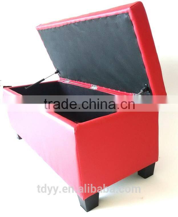 TDST-01-1 QVB JIANDE TONGDA RED AND WHITE COLOR PLASTIC BLACK FOOT WOOD FRAME PU SEAT HOME PU BENCH STORAGE BENCH SOFA