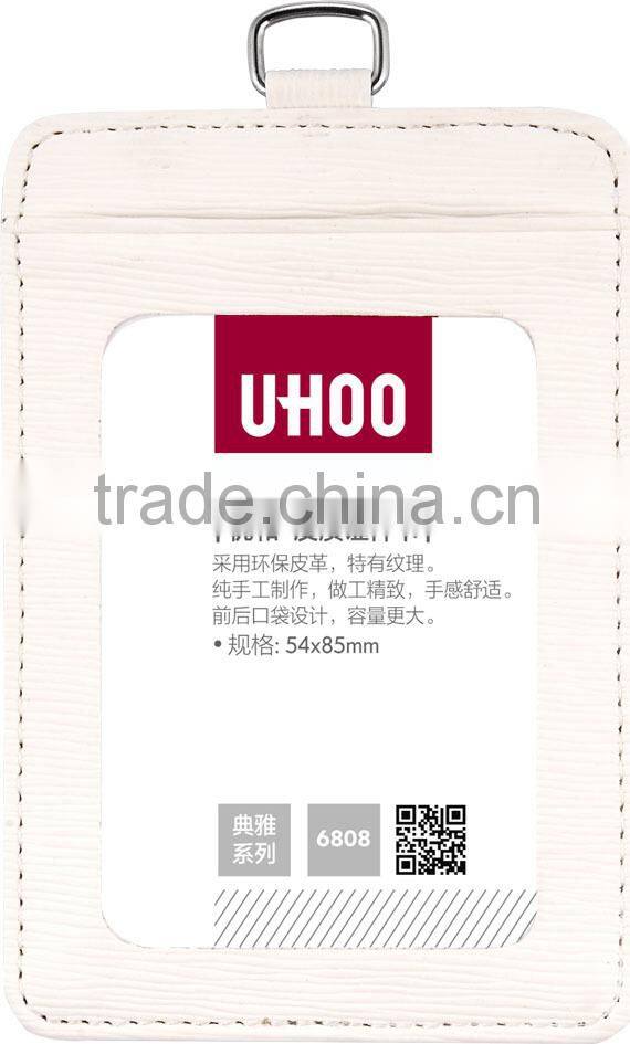 Eco-friendly material leather id card holder fancy name badge