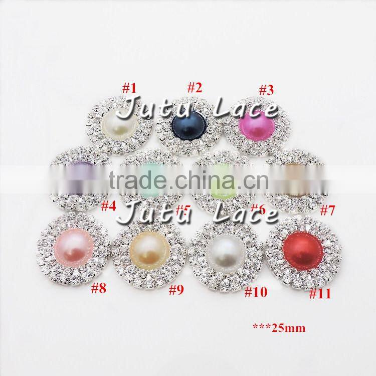 Shiny beaded pearl rhinestone - hair accessories chiffon flower decoration botton