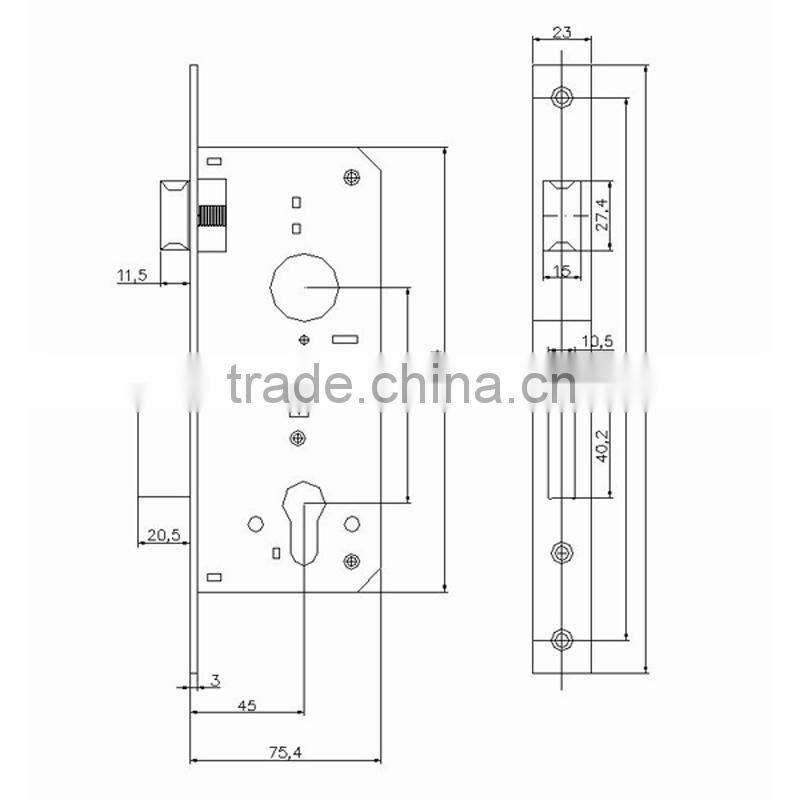 European standard mortise lock and deadbolt mortise lock of locking lever latch