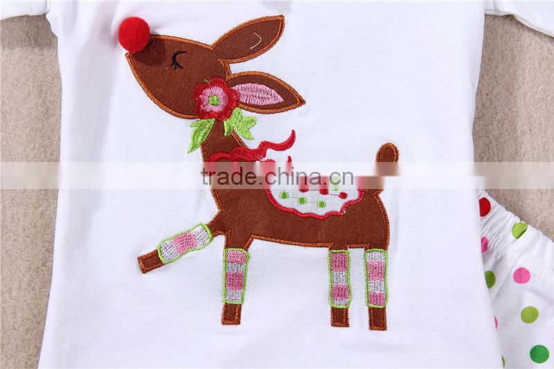 Christmas Reindeer cute ruffle toddler girls boutique clothing sets