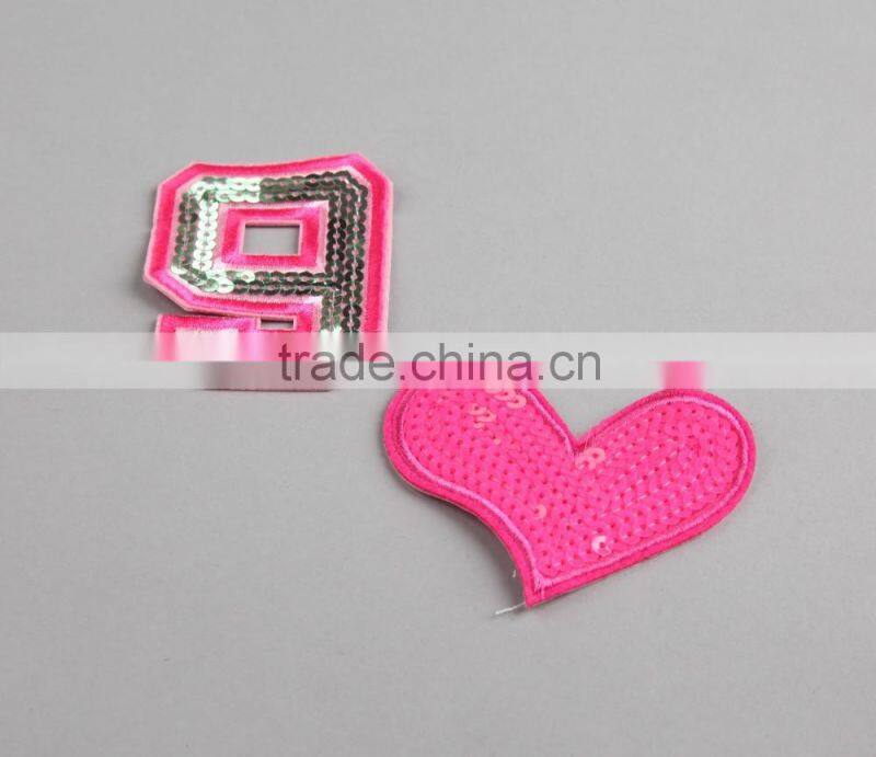 Exquisite Pink Sparkle Glitter Shaped Embroidery Patch For Bag/Clothing