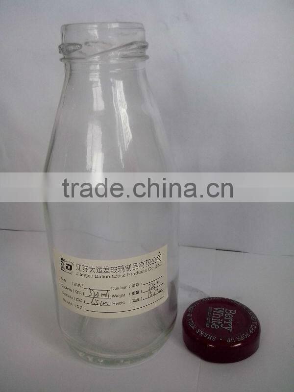 12OZ/300ML round shape clear glass water bottle glass juice drink bottle