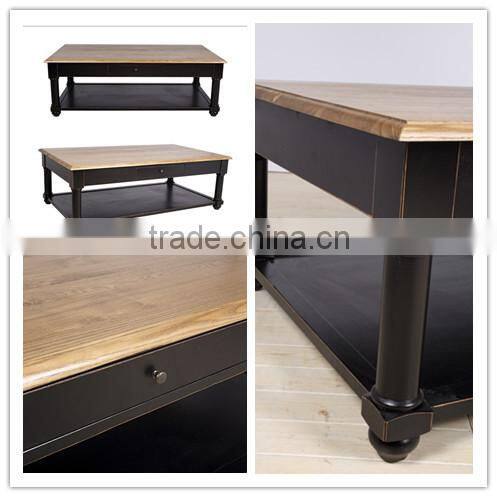 France country style black wood coffee table