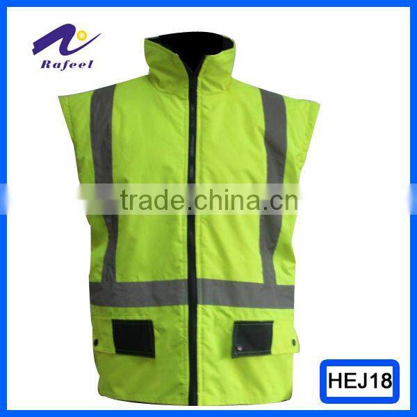 hi-vis waterproof quilted cotton bomber jacket