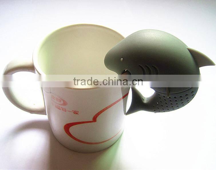 BPA free FDA approved food grade sharky manatee Mr.tea leaf shape unique loose silicone tea infuser wholesale