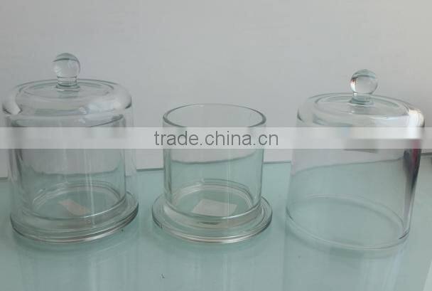 wholesale clear glass bell jar with base and round knob