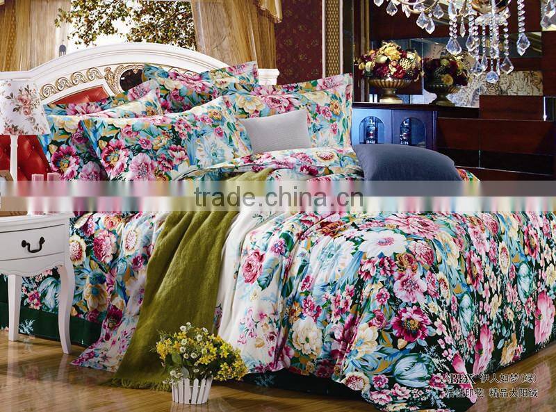 Hot sale cotton bed sheet quilt bedding sets reactive printed floral design soft and comfortable