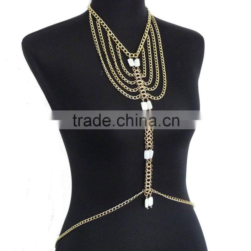 Multilayer shell tassel body chain body jewelry