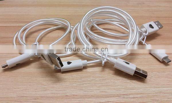 china supplier flash light cables and wires LED usb cable for huawei P9